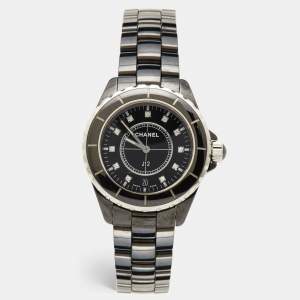 Chanel Black Diamond Ceramic Stainless Steel J12 H2124 Unisex 38 mm 