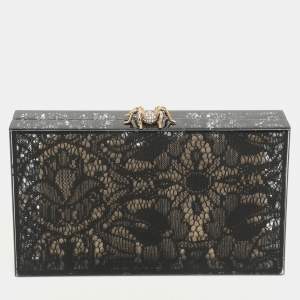 Charlotte Olympia Black Halloween Lace And Perspex Spider Box Clutch