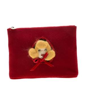 Charlotte Olympia Red Wool Red Riding Hood Felt Pouch