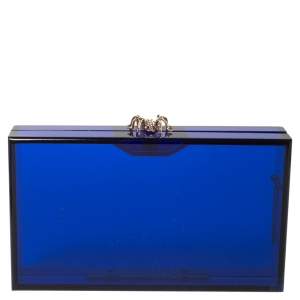 Charlotte Olympia Blue Perspex Pandora Classic Box Clutch