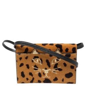 Charlotte Olympia Leopard Print Calfhair Feline Purse Shoulder Bag