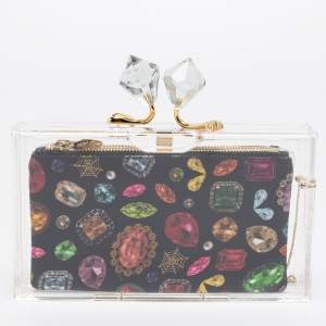 Pre Owned Charlotte Olympia White Clear Perspex Pandora Box Clutch