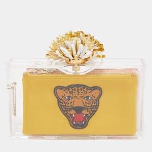 Charlotte Olympia Clear Perspex Pandora And Multicolor Pouches Classic Box Clutch