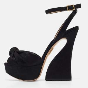 Charlotte Olympia Black Iridiscent Suede Vreeland Sandals Size 38