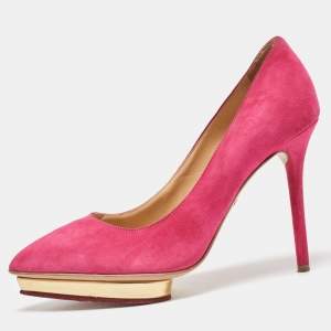 Charlotte Olympia Pink Suede Platform Pumps Size 36