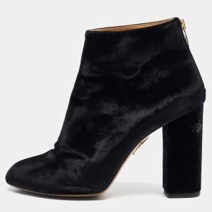 Charlotte Olympia Black Velvet Alba Ankle Boots Size 39.5