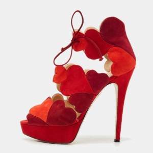 Charlotte Olympia Multicolor Suede Head Over Platform Sandals Size 39
