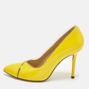 Pre Owned Charlotte Olympia Size 36.5 Yellow Patent Leather and Natalie PVC Pumps