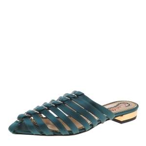 Charlotte Olympia Green Satin Caged Sandals Size 38