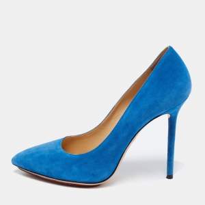 Charlotte Olympia Blue Suede Monroe Pointed Toe Pumps Size 40