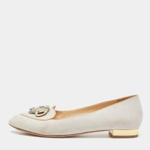 Charlotte Olympia Grey Suede Aquarius Zodiac Smoking Slippers Size 41
