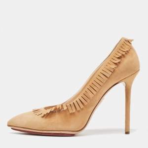 Charlotte Olympia Beige Suede Pointed Toe  Pumps Size 39