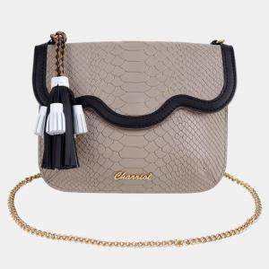 Charriol Stone/Black Leather PALAIS ROYAL Clutch Bag