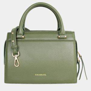 Pre Owned Charriol Military Green Leather Forever Handbag