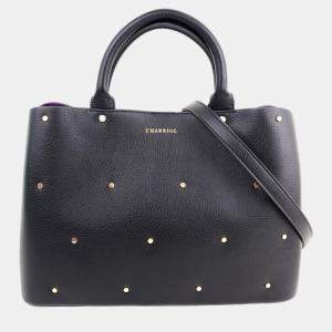 Pre Owned Charriol Black/Purple Leather Coralie Handbag