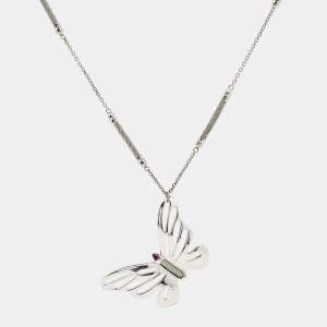 Charriol  Butterfly Enamel Silver Tone Necklace