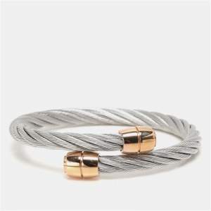 Charriol Silver/Rose Tone Steel Celtic Olive Cable Bracelet