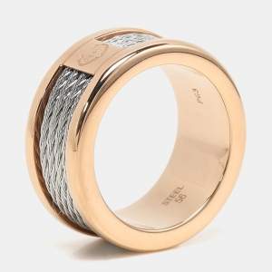 Charriol Rose/Silver Tone Steel Forever Band Ring 56