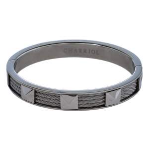 Charriol Steel Forever Studded Twisted Cable Cuff Bracelet L