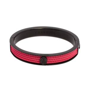 Charriol Pink/Black Steel PVD Forever Twisted Cable Bangle Bracelet M