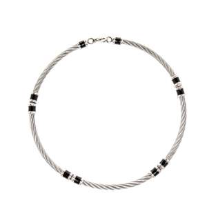 Charriol Silver Tone Cable Wire Enamel Choker Necklace