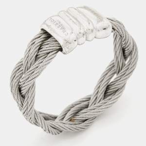 مملوكة مسبقًا Charriol Silver Tone Braided Cable Ring Size 54