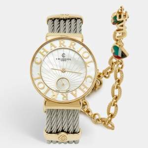 Pre Owned Charriol Mother of Pearl Yellow Gold Tone Stainless Steel Diamonds ST Tropez UAE Special Edition ST30.1 Women's Wristwatch 30 mm