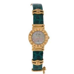 Philippe Charriol Yellow Mother Of Pearl Gold Plated Leather 28_9-12218 Women's Wristwatch 24 mm