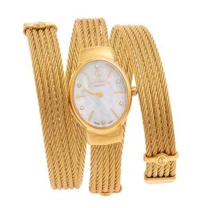 Charriol Mother of Pearl Diamond Gold Plated Stainless Steel Twist Women's Wristwatch 21 mm