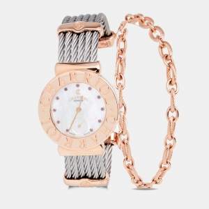 Charriol Mother of Pearl Two Tone Stainless Steel St. Tropez ST30CP1.560.023 Women's Wristwatch 30 mm