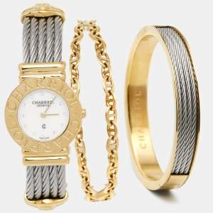 Charriol Mother of Pearl Two Tone Stainless Steel St-Tropez Ref.028/2 Women's Wristwatch 24.5 mm