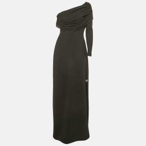 Pre Owned Chats By C.Dam Black Jersey One Shoulder Cut-Out Maxi Dress S 