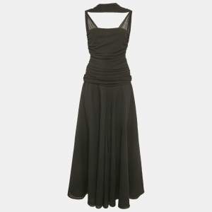 Pre Owned Chats By C.Dam Black Jersey Knit  Deema Al Asadi Midi Dress S