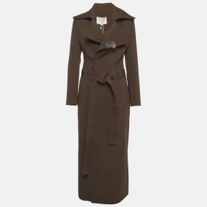 مملوكة مسبقًا Chats By C.Dam Brown Twill Long Belted Elpis Coat S