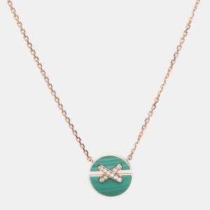 Chaumet Jeux de Liens Harmony Malachite Diamond 18k Rose Gold Small Model Pendant Necklace