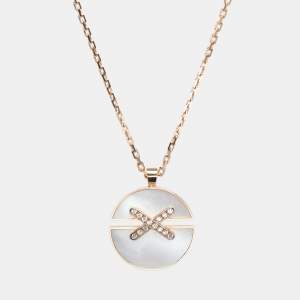 Chaumet Jeux de Liens Harmony Mother of Pearl Diamonds 18k Rose Gold Large Model Pendant Necklace