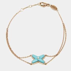 Chaumet Jeux de Liens Turquoise Diamond 18k Rose Gold Bracelet