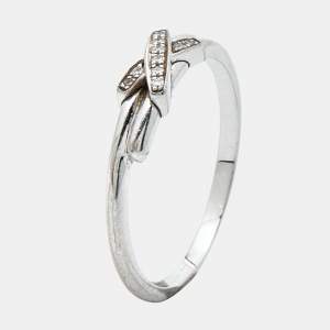 Pre Owned Chaumet Jeux de Liens Diamonds 18k White Gold Ring Size 53