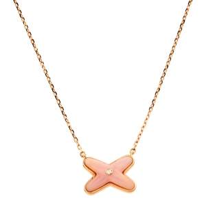 Chaumet Jeux De Liens Pink Opal Diamond 18K Rose Gold Necklace