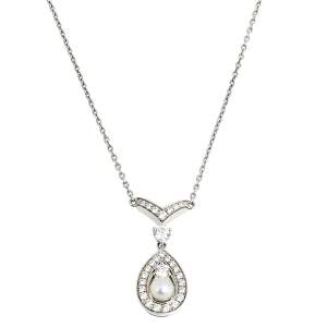 Chaumet Josephine Diamond Pearl 18K White Gold Pendant Necklace