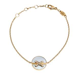 Chaumet Jeux de Liens Mother of Pearl Diamond 18k Rose Gold Bracelet