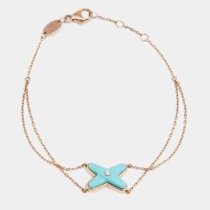 Chaumet Jeux de Liens Diamond Turquoise 18K Rose Gold Chain Link Bracelet