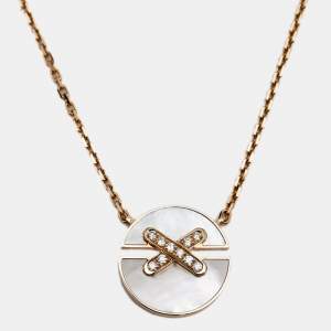Chaumet Jeux de Liens Harmony Diamond Mother of Pearl 18k Rose Gold Small Model Pendant Necklace