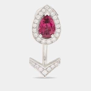 Chaumet Joséphine Aigrette Diamond Rhodolite Garnet 18k White Gold Single Earring