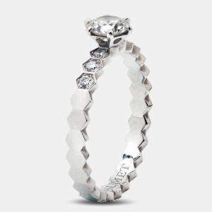 Chaumet Bee My Love Solitaire 0.33ct Diamond 18K White Gold Ring Size 47