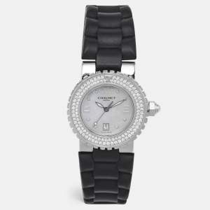 Chaumet Mother Of Pearl Diamond Stainless Steel Rubber Class One 622 Women's Wristwatch 30 mm