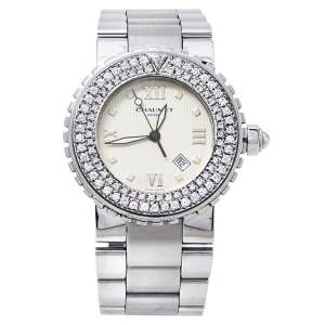 Chaumet Beige Stainless Steel Diamonds Class One 628 Women's Wristwatch 36MM