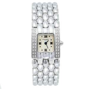 Chaumet Cream Stainless Steel Diamonds Khesis Quartz Women's Wristwatch 21 mm