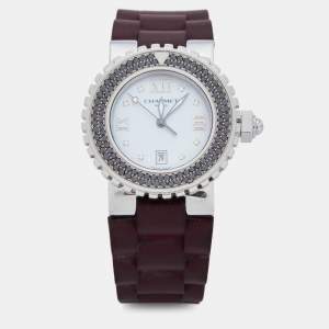 Chaumet Mother of Pearl Diamond Stainless Steel Rubber Class One 622 Women's Wristwatch 33 mm