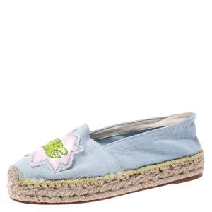 Chiara Ferragni Blue Canvas Pow Bang Espadrilles Loafers Size 41